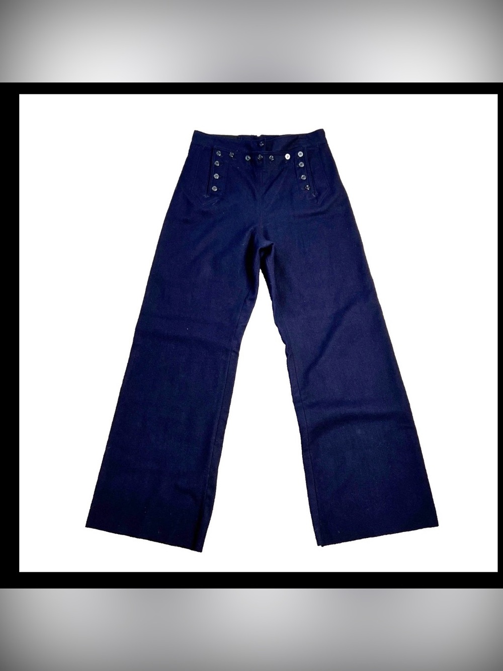 Vintage 60s Wide Leg High Rise Wool Pants 35x34 Crackerjack US Navy